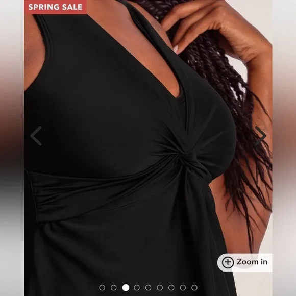 Shapermint Plus Size 4XL Essentials Swim Knot-Front Swim Dress - Picture 4 of 7